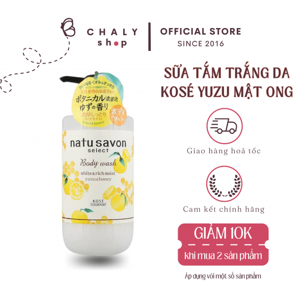 Sữa tắm thảo dược tạo bọt dưỡng trắng Softymo Kosé Natu Savon 500ml - Hương cam Yuzu và mật ong