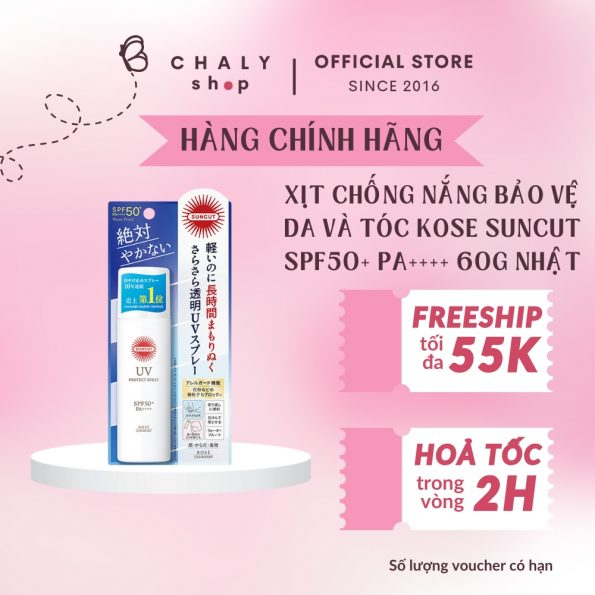 Xịt chống nắng bảo vệ da và tóc Kose Suncut SPF50+ PA++++ 60g