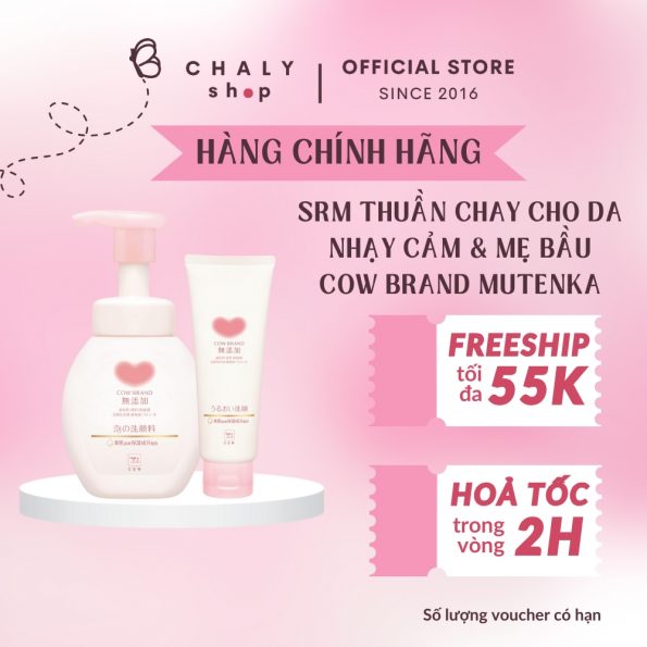 Sữa rửa mặt thuần chay cho da nhạy cảm và mẹ bầu Cow Brand Mutenka